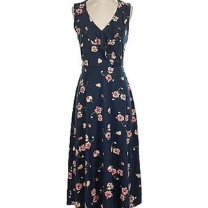 Fortune + Ivy Jocelyn Midi Pink Floral Blue Dress Size Medium